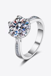 3 Carat Moissanite Rhodium-Plated Side Stone Ring - Shah S. Sahota